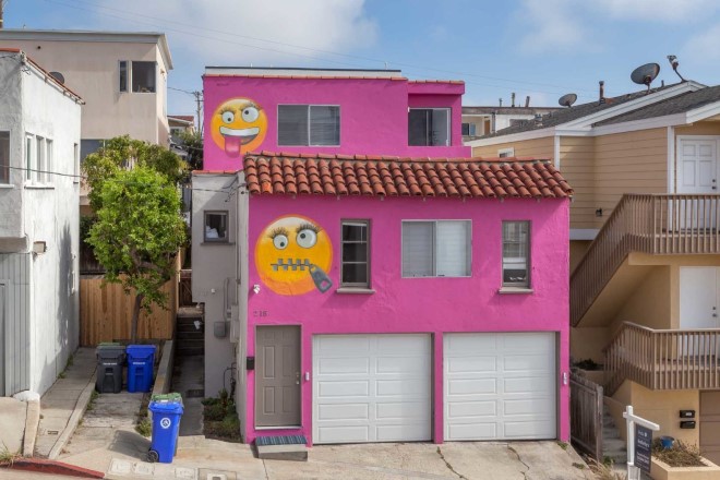 Pink emoji house at 4125 Canyon Dr.